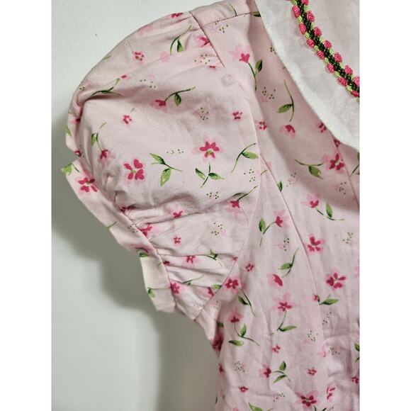 Copper Key Girl's Size 8 VTG Pink Floral Cotton Collared Dress - Picture 3 of 14